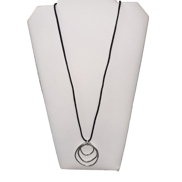 Baer SF Interconnected Circles Silver Tone Corded Adjustable Necklace 26-30" - Picture 4 of 10